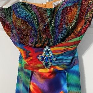 Multi-color, long gown, worn once